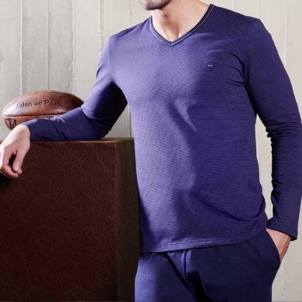 Pyjama Long EDEN PARK Vintage rayures fines Bleu