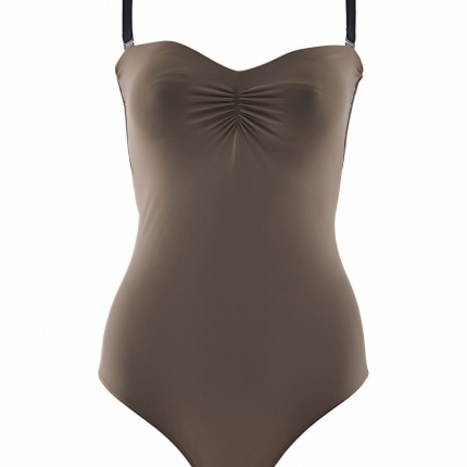 Maillot De Bain Une Pièce Vince Camuto Taille 14 - Bandeau Latéral Marron Découpé