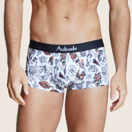 Aubade Men Boxer Trunk Homme White Art
