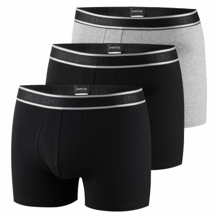 Pack 3 Boxers IMPETUS Cotton Stretch Noir-Gris