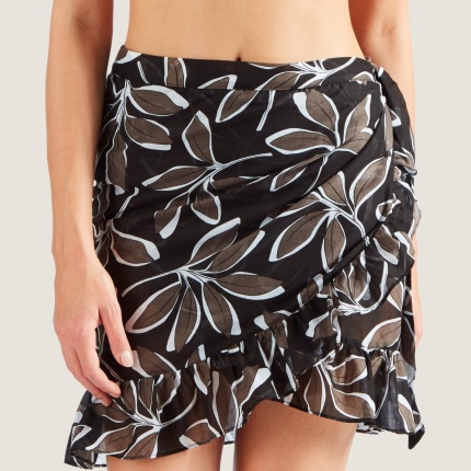 Pareo Court AUBADE MAILLOT DE BAIN Po�sie exotique Hawaien Noir