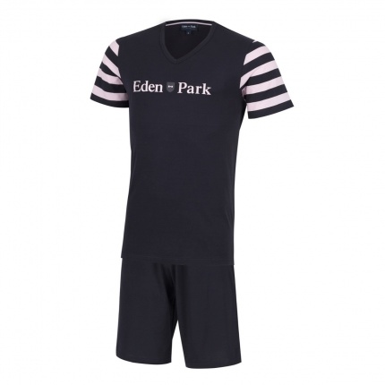 Pyjama court EDEN PARK E526E81 rayures Marine et Rose