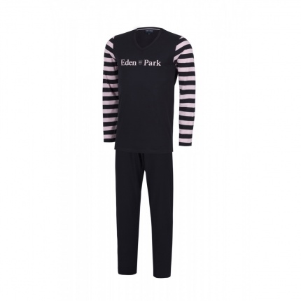Pyjama long EDEN PARK E506E81 rayures Marine et Rose